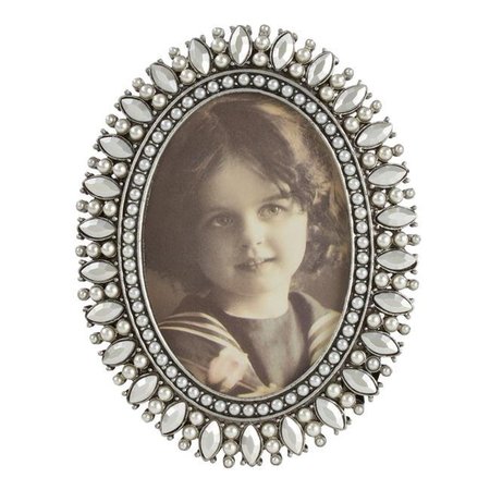 SARO LIFESTYLE SARO PF996.S2.53.5 Bejeweled Portrait Photo Frame  Silver PF996.S2.53.5